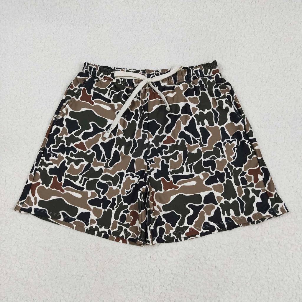 Adult Men Southern Dark Brown Camo Print Trunks Wholesale Boutique Swimming Clothes Low Price Ready to Ship No Moq