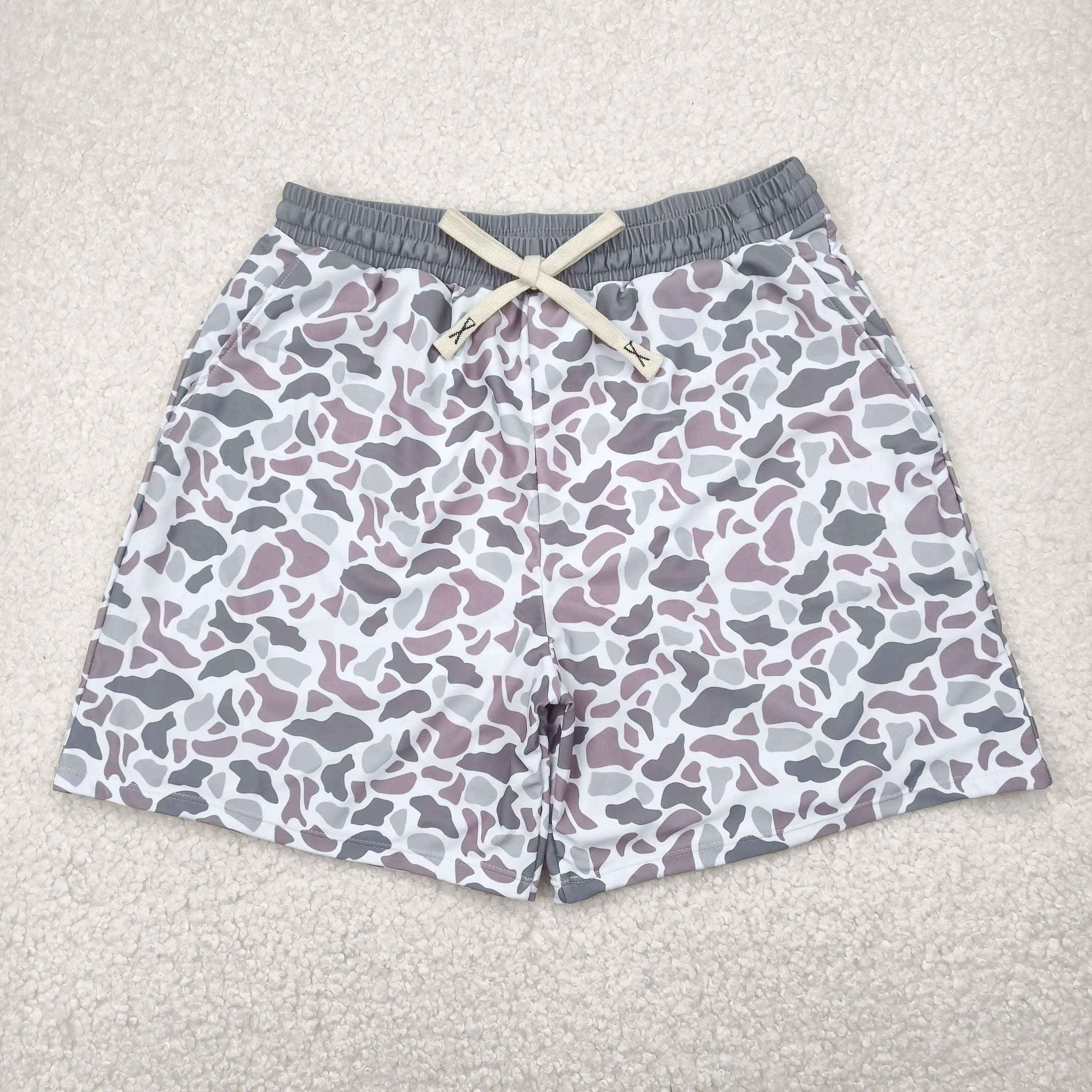 Adult Men Southern Dark Brown Camo Print Trunks Wholesale Boutique Swimming Clothes Low Price Ready to Ship No Moq