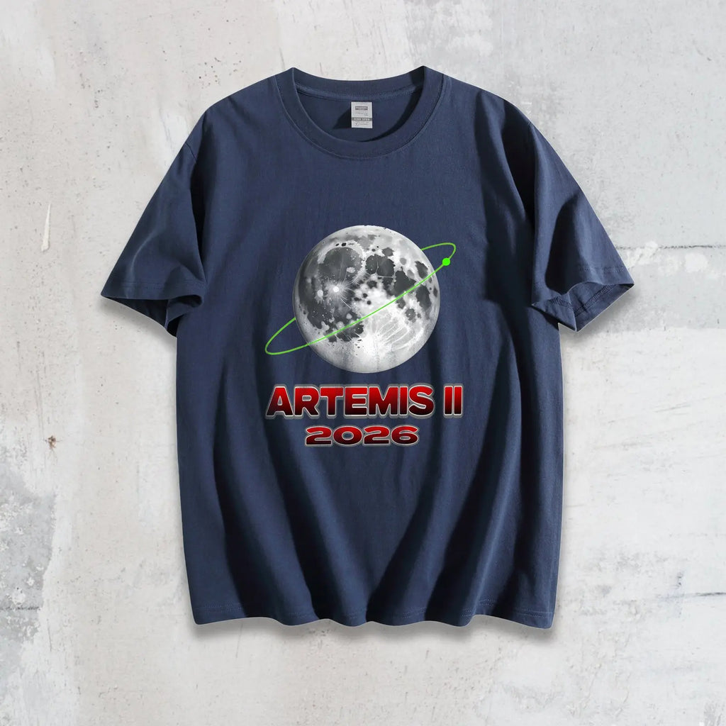 Free Shipping Artemis II 2026 Moon Mission Graphic T-Shirt 100% Pure Cotton Men Casual Crew Neck Short Sleeve Streetwear Tops