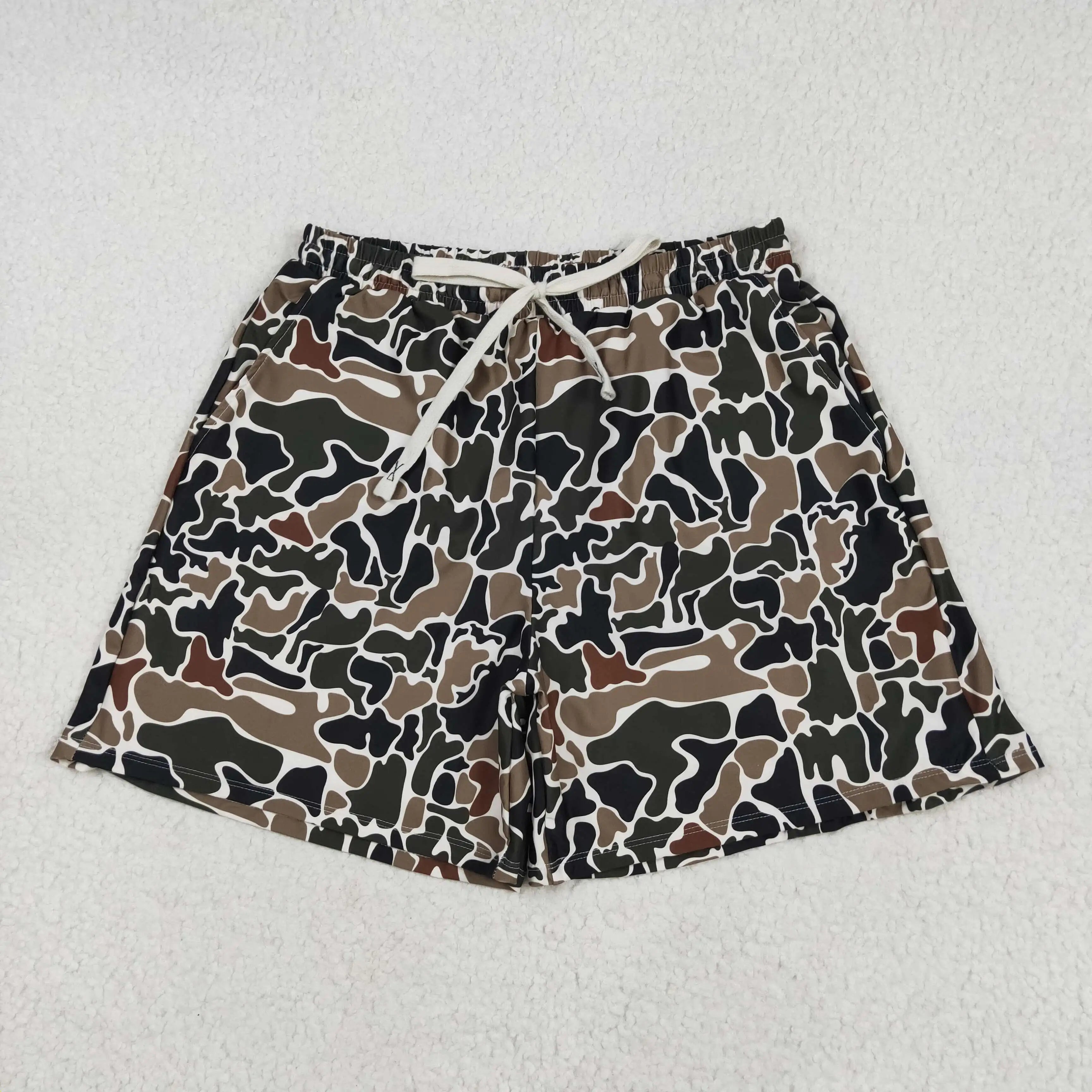 Adult Men Southern Dark Brown Camo Print Trunks Wholesale Boutique Swimming Clothes Low Price Ready to Ship No Moq
