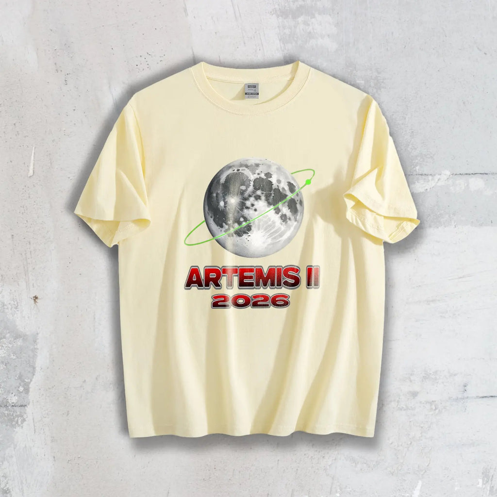 Free Shipping Artemis II 2026 Moon Mission Graphic T-Shirt 100% Pure Cotton Men Casual Crew Neck Short Sleeve Streetwear Tops