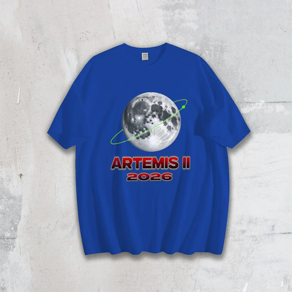 Free Shipping Artemis II 2026 Moon Mission Graphic T-Shirt 100% Pure Cotton Men Casual Crew Neck Short Sleeve Streetwear Tops