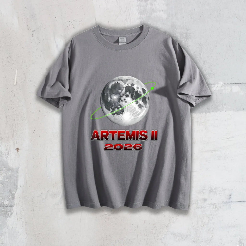 Free Shipping Artemis II 2026 Moon Mission Graphic T-Shirt 100% Pure Cotton Men Casual Crew Neck Short Sleeve Streetwear Tops