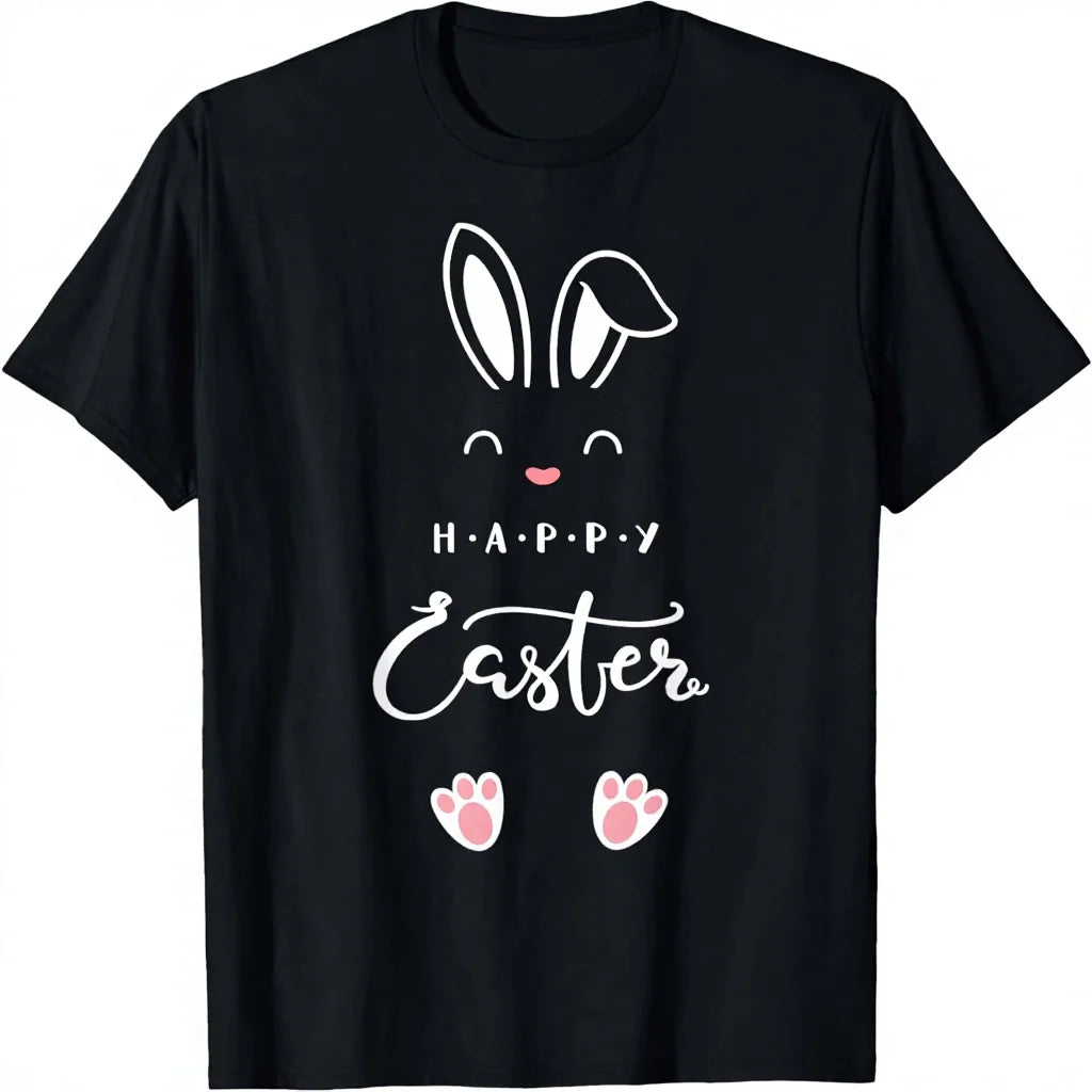 Free Shipping Happy Easter Bunny Spring Solid Cotton/Polyester Short Sleeve T-Shirt for Men